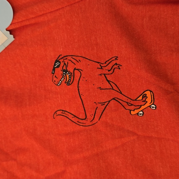 Cat & Jack Boys Red Graphic T Shirt - Skateboarding Dinosaur Size 4/5 XS - Picture 2 of 5